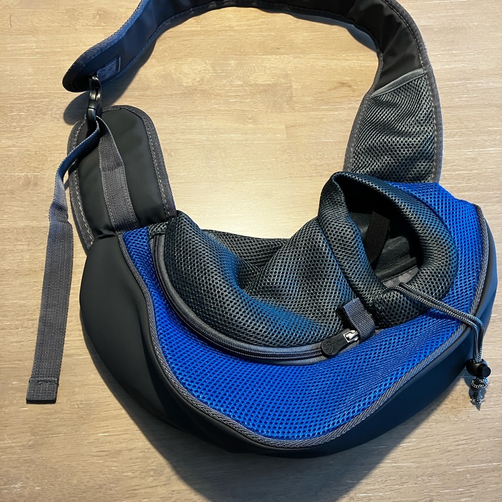 Blue & Black Pet Sling Carrier - Comfortable Dog Travel Sling